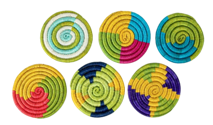 Portavasos Set x 6 de Fique y Paja Blanca